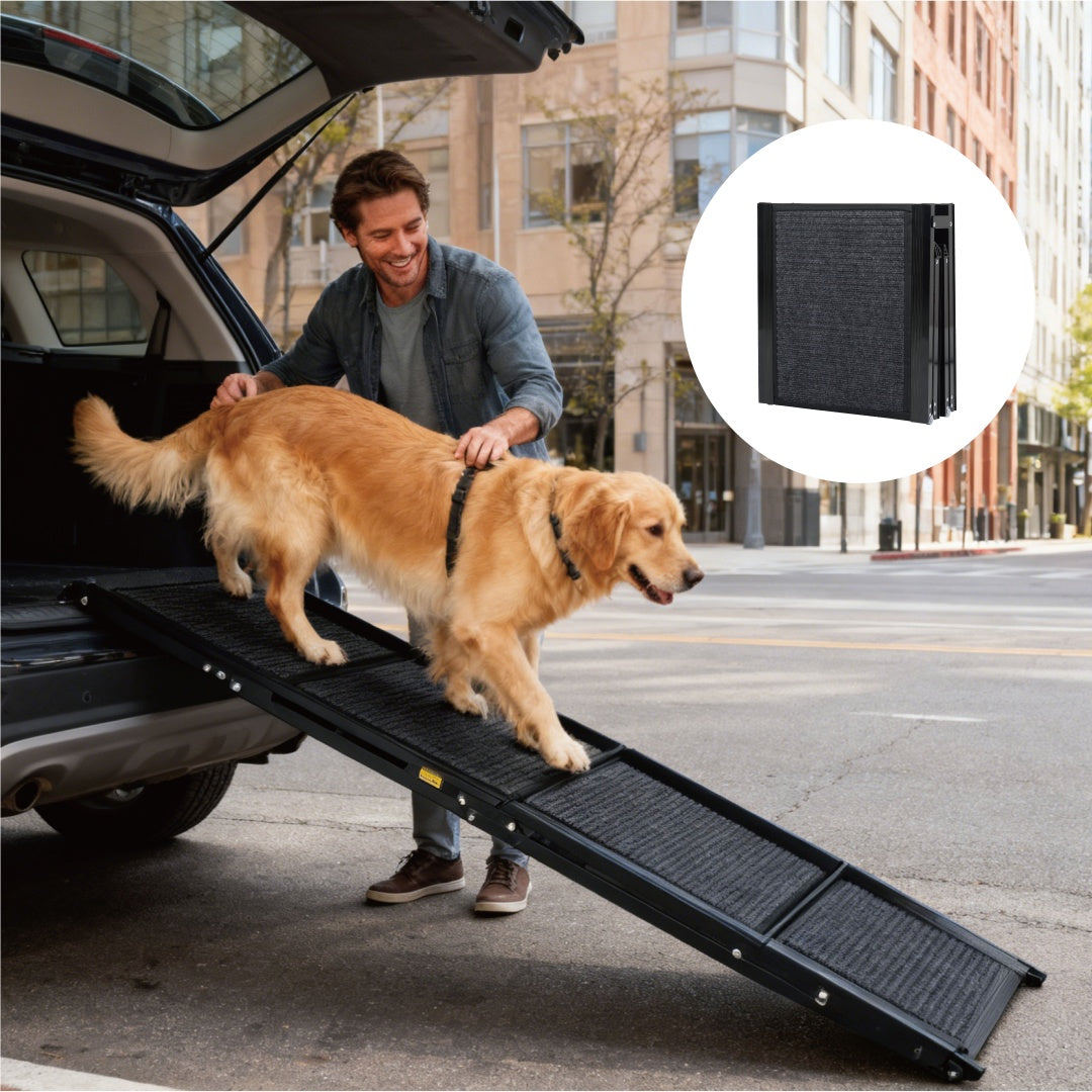 Wide Portable Dog Ramps For Large Dogs With Non-Slip Rug Surface Dog Car Ramp For SUV Car Truck, Folding Dog Ramp Up To 250LBS