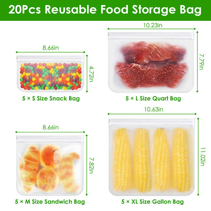 Reusable Food Storage Bags for Dog Food and Treats 20 Piece