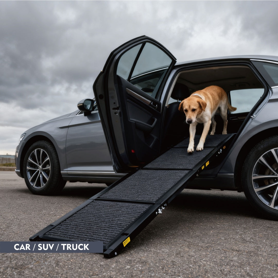 Wide Portable Dog Ramps For Large Dogs With Non-Slip Rug Surface Dog Car Ramp For SUV Car  Truck, Folding Dog Ramp Up To 250LBS