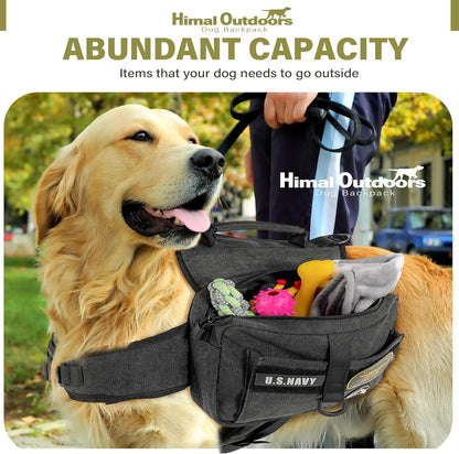 Dog Backpack & Saddle Bag, Tactical Hiking Backpack for Large Dogs with Side Pockets & Adjustable Strap