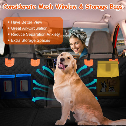 Dog Car Waterproof Back Seat Cover With Zipper Mesh Window