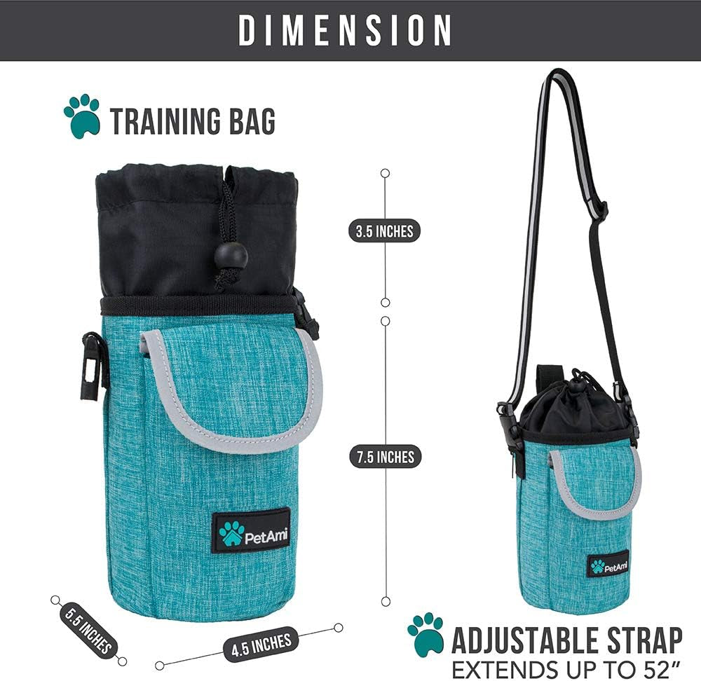 Dog Treat Pouch, Large Dog Training Treat Bag with Adjustable Waist Belt, Built-In Poop Bag Dispenser & Multiple Storage Pockets, Hands-Free Dog Walking & Training Accessory (Sea Blue)
