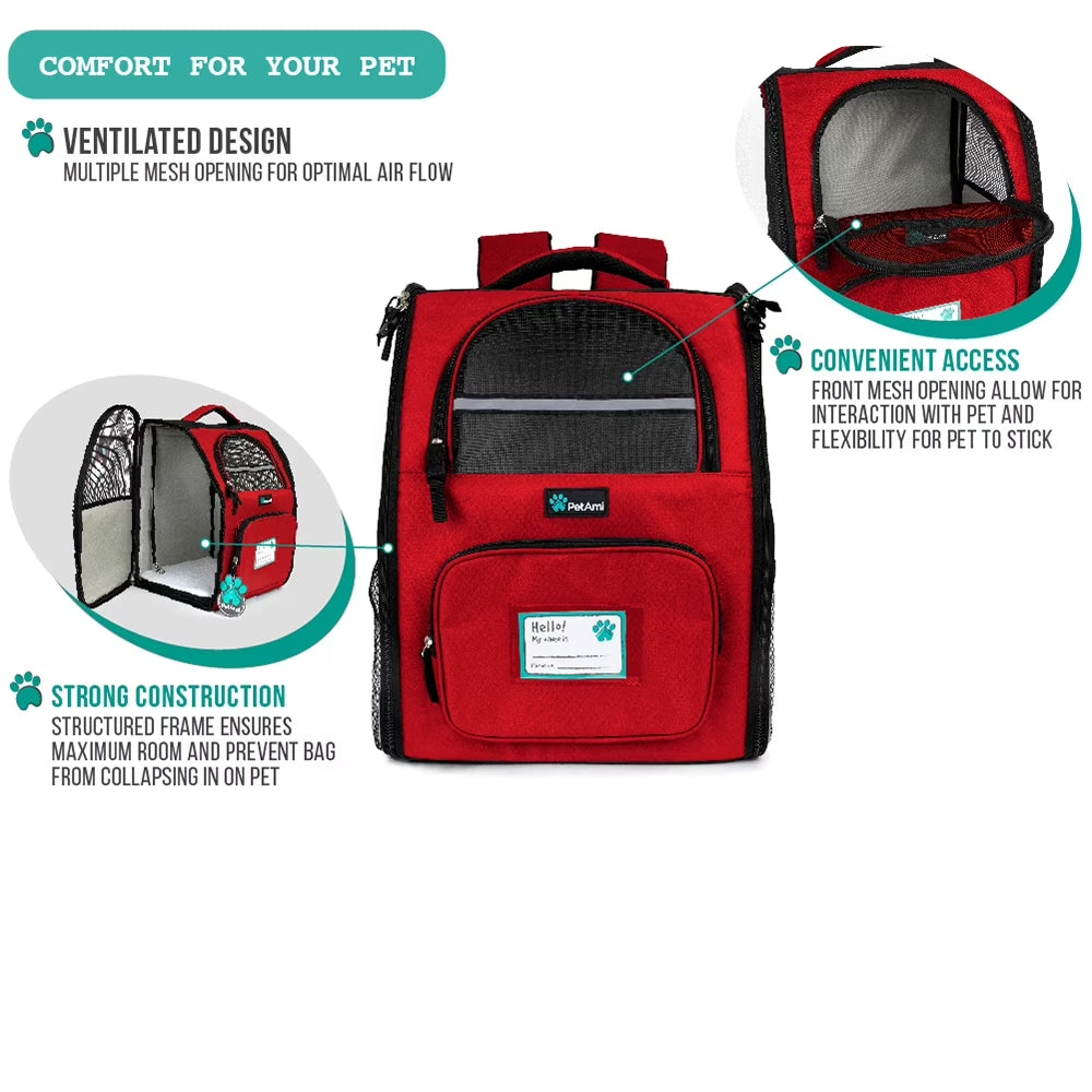 Deluxe Pet Carrier Backpack, Red