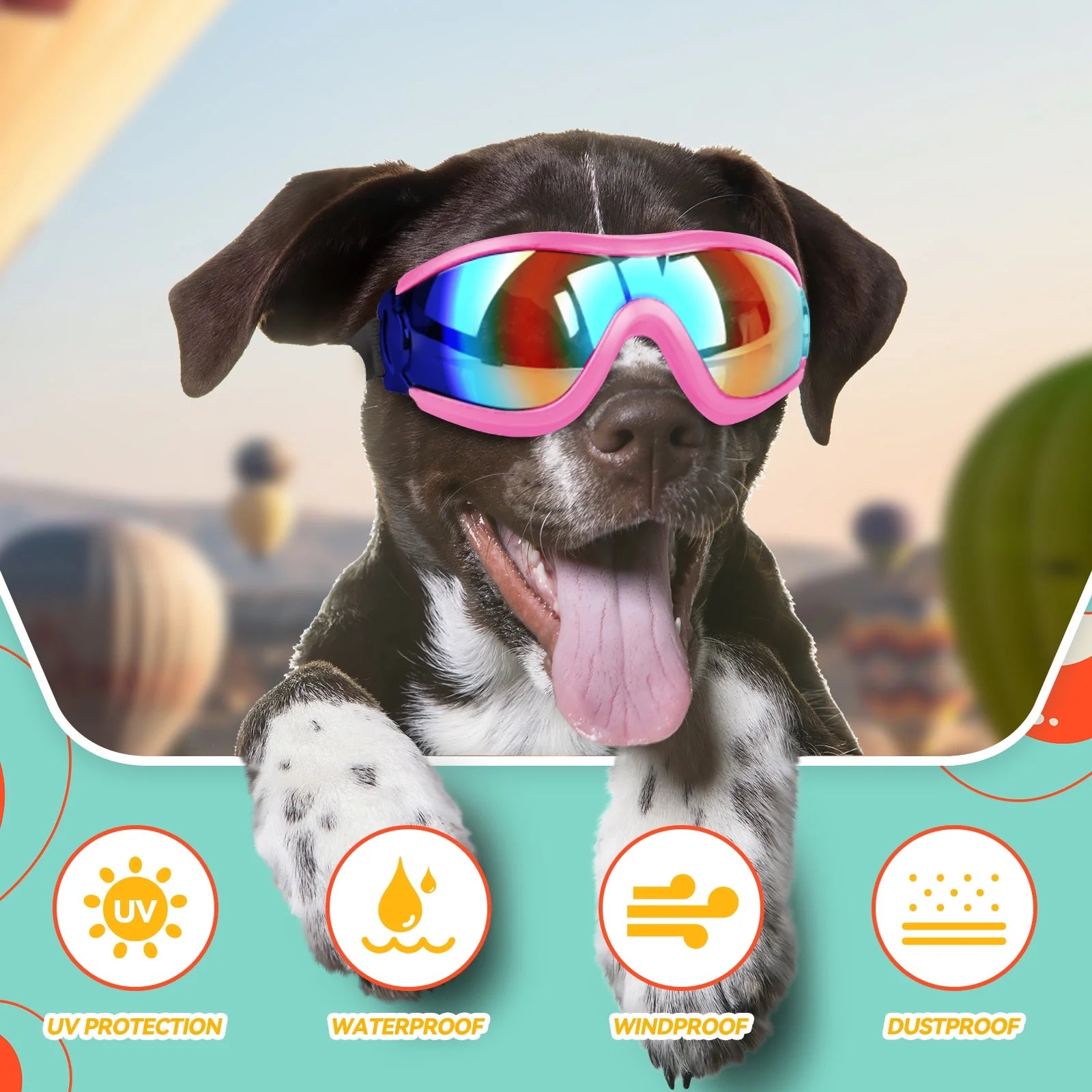 Dog Sunglasses Dog Goggles for German Shepherd Easy to Wear Motorcycle - Pink