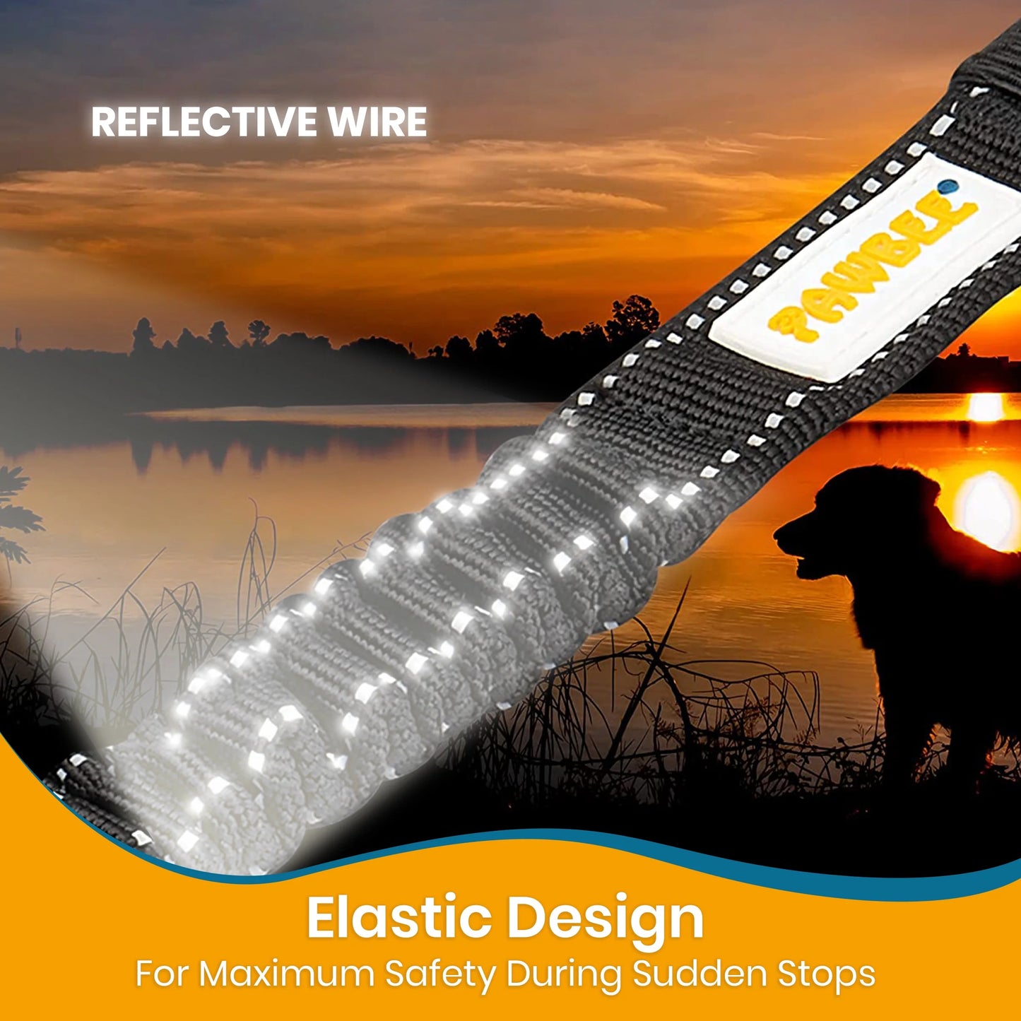 Elastic Dog Seat Belts for Cars, Pet Safety Harness, Adjustable Nylon Bungee, 2-Pack