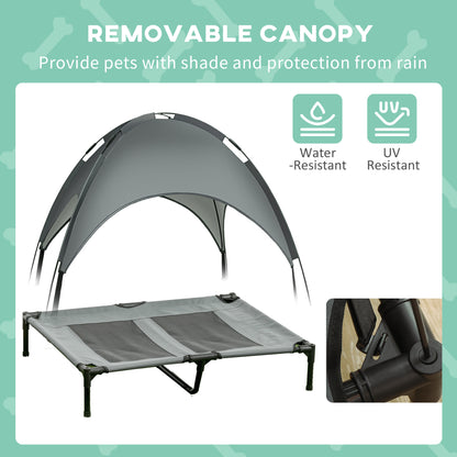 Elevated Dog Bed with Removable Canopy, Outdoor UV Protection Canopy Shade for Camping, 36 inch Large