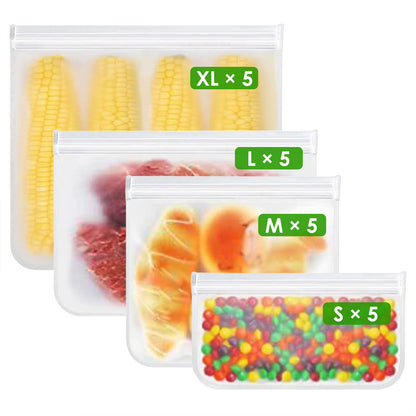 Reusable Food Storage Bags for Dog Food and Treats 20 Piece