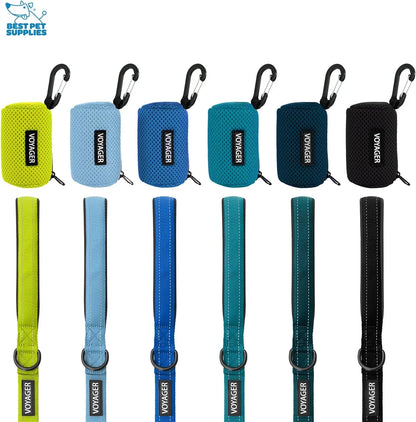 2Pk Dog Poop Bag Holder with Clip on for Leash, Soft Mesh Doggie Puppy Waste Bag Dispenser Pouch with 2 Rolls of Pet Trash Bags for Travel, Walking, and Outdoor Use - Baby Blue