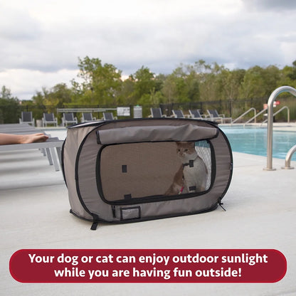 Medium Soft-Sided Pop-Open Cat & Dog Travel Kennel, Gray