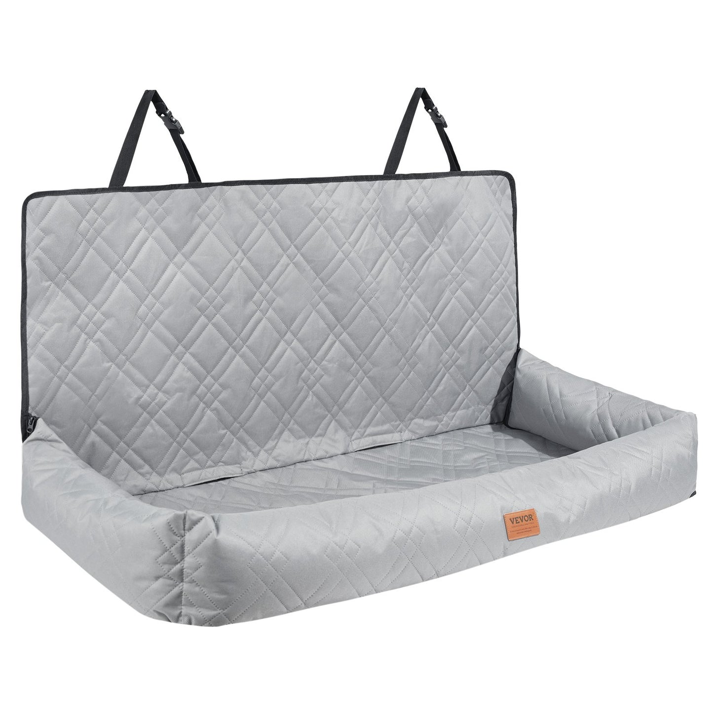 Dog Car Seat, Waterproof Dog Booster Seat For Car, Pet Car Seat With Clip-On Safety Leash, PP Cotton Filling, Dog Car Bed For Medium & Large Dog Up To 100 Lbs, Gray