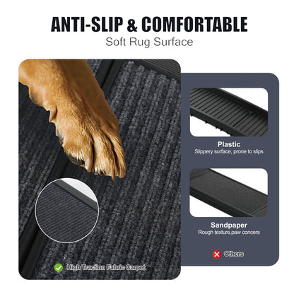 Wide Portable Dog Ramps For Large Dogs With Non-Slip Rug Surface Dog Car Ramp For SUV Car  Truck, Folding Dog Ramp Up To 250LBS