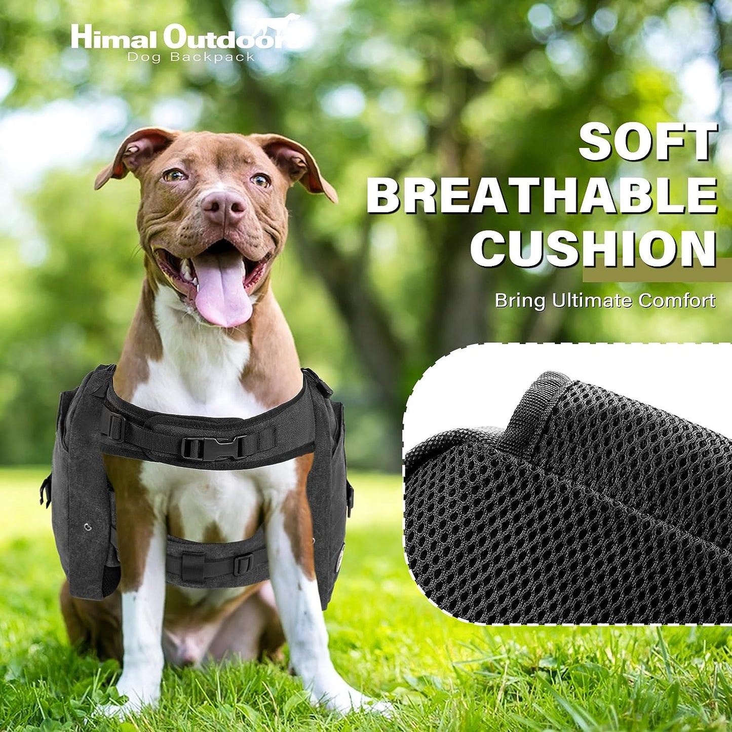 Dog Backpack & Saddle Bag, Tactical Hiking Backpack for Large Dogs with Side Pockets & Adjustable Strap