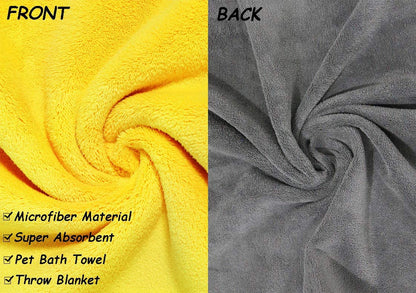 Dog Towel for Large Dogs Super Absorbent Microfiber Dog Bath Towel for Drying Small Medium Large Dogs and Cats, Yellow & Grey L