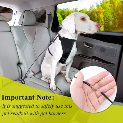 Dog Seat Belt, Chew Proof Waterproof Multi-Functional Dogs Safety Belt, Heavy Duty Steel Rope Pet Car Seatbelt Rrestraint Harness for Medium Large Dogs, 33", Black