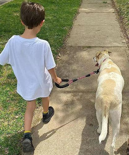 Short Dog Leash- 18 Inch Traffic Rope Dog Leash with Padded Handle- 1/2” Strong Nylon Tab for Medium Large Dogs Training Walking (Black)