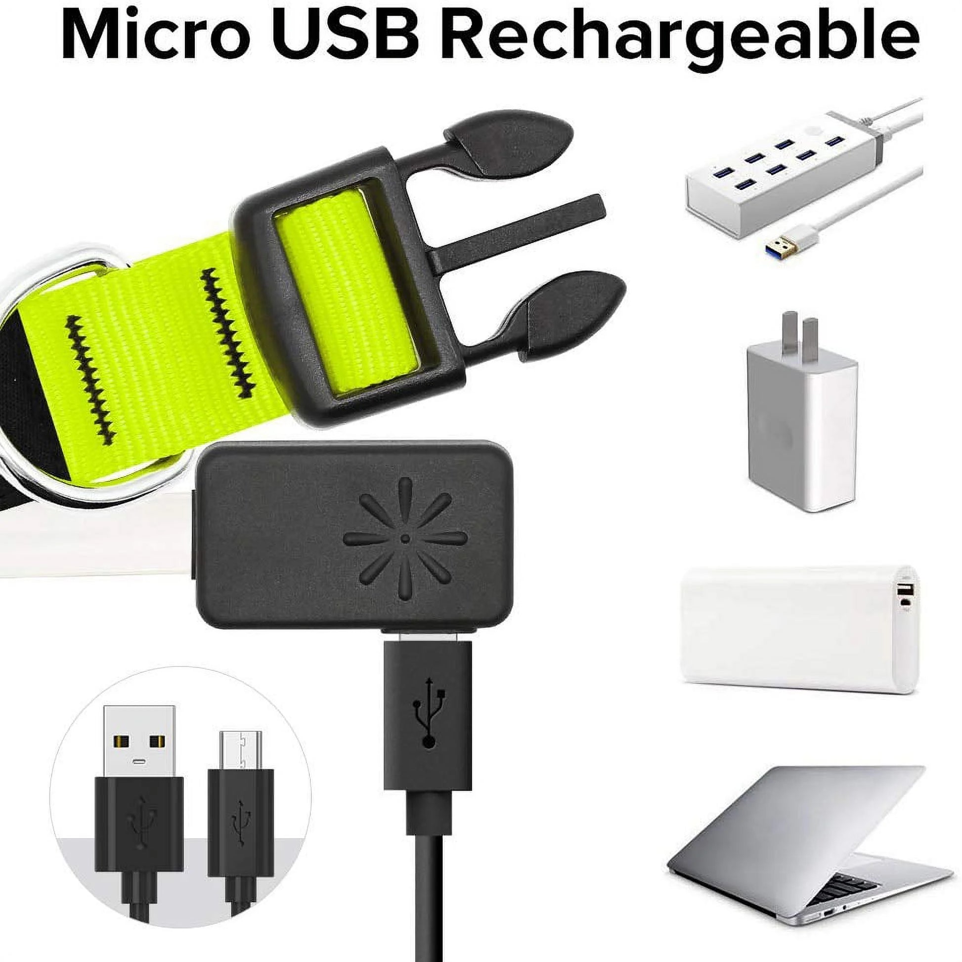 Led Lighted up Dog Collar Flashing 100% Waterproof USB Rechargeable Pet Dog Safety Collar Glow in the Dark Light-Up Neck Loop GREEN(14.56IN-18.11IN)