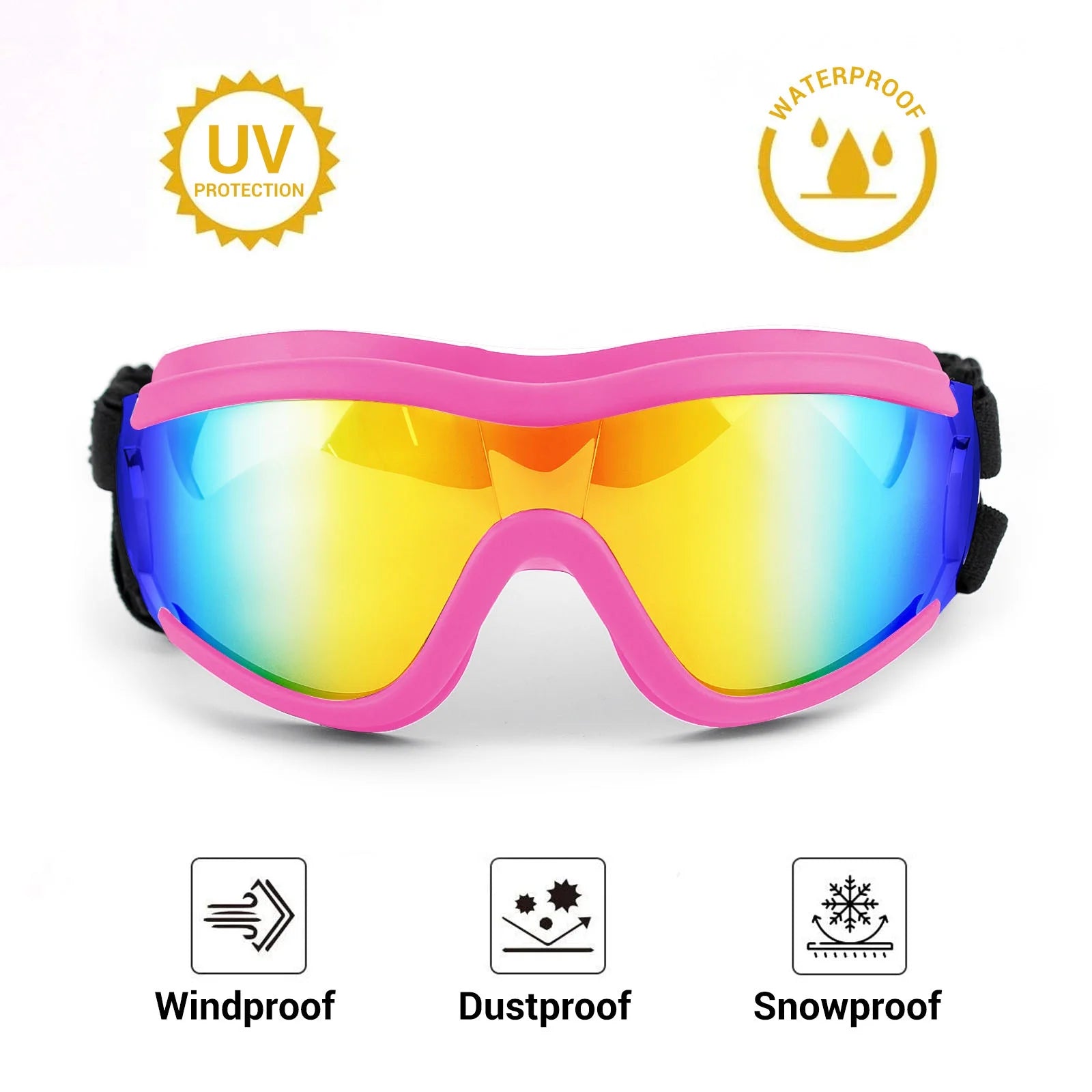 Dog Sunglasses Dog Goggles for German Shepherd Easy to Wear Motorcycle - Pink