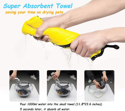 Dog Towel for Large Dogs Super Absorbent Microfiber Dog Bath Towel for Drying Small Medium Large Dogs and Cats, Yellow & Grey L