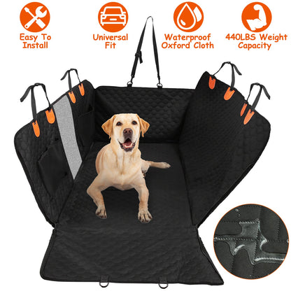 Dog Car Waterproof Back Seat Cover With Zipper Mesh Window