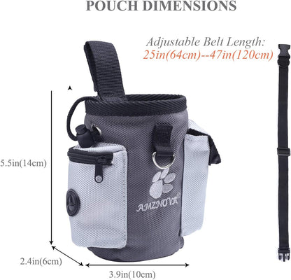 Dog Treat Bag Treatnow Dog Treat Pouch, Training Pouch with Waist Belt & Clicker for Training & Walking, Waist Clip on Snack Fanny Pack for Pet, 3Cups, Grey