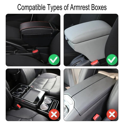 Car Center Console Cover Leather Armrest Cover Cushion with 2 Storage Bags Universal Car Armrest Seat Box Pad Car Interior Accessories Protector for Most Vehicle, Black