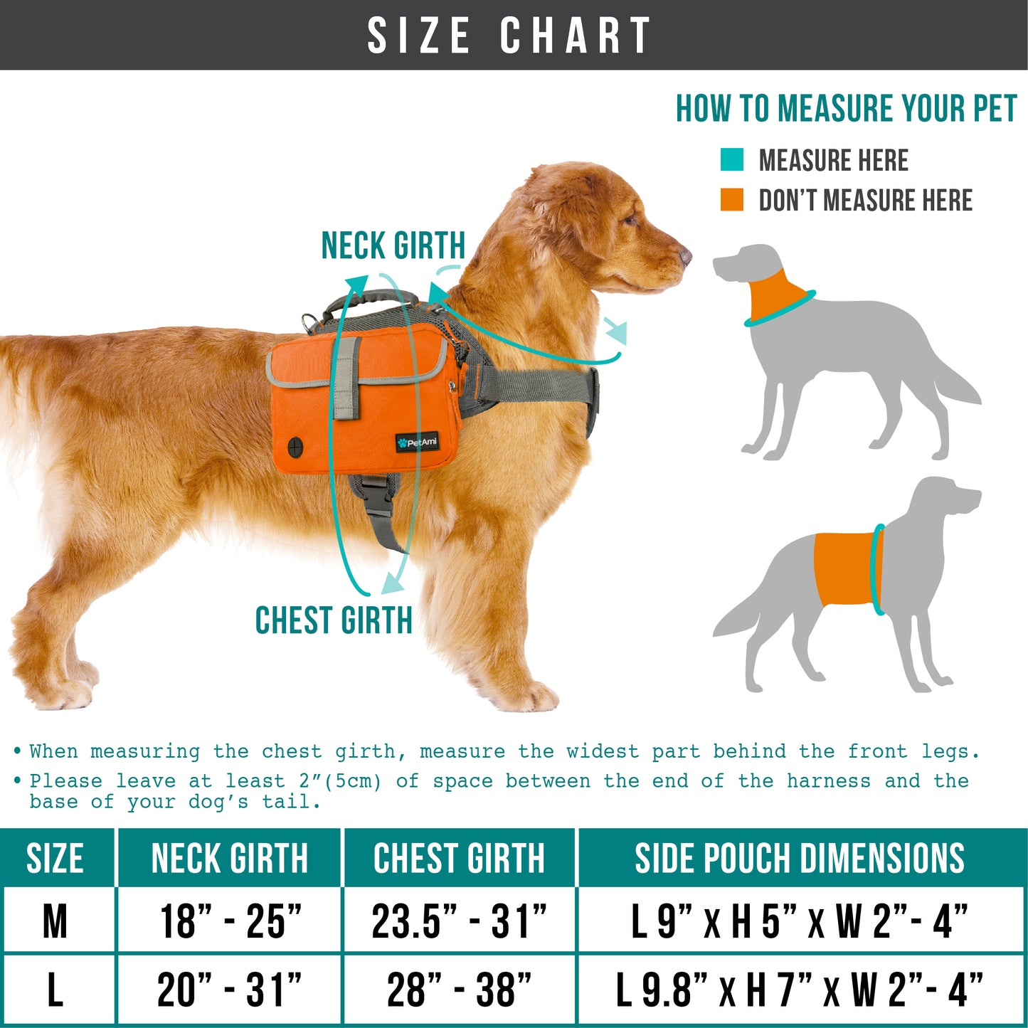 Dog Backpack Saddle Bag for Medium Large Dogs, Saddlebag for Dogs to Wear, Harness Saddlebag for Hiking with Reflective Safety Side Pockets, Vest Dog Pack for Camping Travel (Orange, Medium)