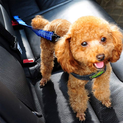3 Colors Dog Safety Seat Belt,Quality Polyester Fabric,Adjustable,360° Zinc Alloy Buckle,With Elastic,High Strength,Wear-Resistant and Durable,Easy to Install,Easy to Wash(Blue)