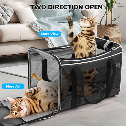 WFUN Rolling Pet Carrier with Wheels for Small Medium Dogs & Cats up to 20Lb for Travel Flight Camping Outdoor,Black