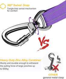Dog Seat Belt for Car,Updated 3-In-1 Adjustable Reflective Bungee Heavy Duty Dog Car Harness Tether with Clip Hook Latch & Buckle,Swivel Zinc Alloy Carabiner,Purple