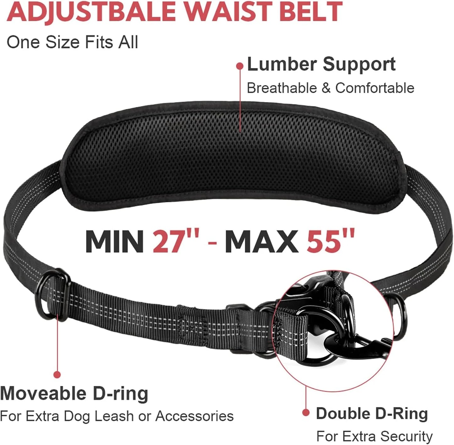 Hands Free Dog Leash with Pouch, Double Leash for Two Dogs, Retractable Dog Leashes with Double Padded Handles, for Running, Walking Accessories