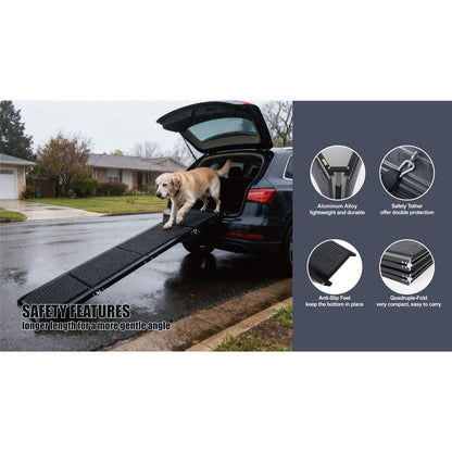 Wide Portable Dog Ramps For Large Dogs With Non-Slip Rug Surface Dog Car Ramp For SUV Car  Truck, Folding Dog Ramp Up To 250LBS