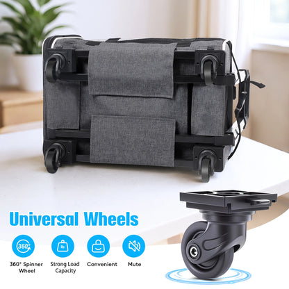 WFUN Rolling Pet Carrier with Wheels for Small Medium Dogs & Cats up to 20Lb for Travel Flight Camping Outdoor,Black