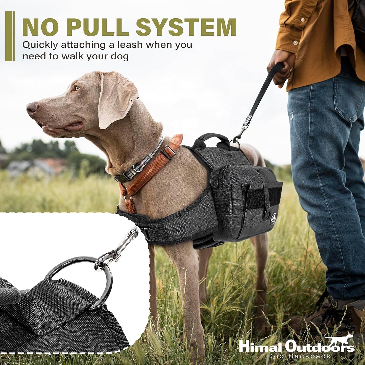 Dog Backpack & Saddle Bag, Tactical Hiking Backpack for Large Dogs with Side Pockets & Adjustable Strap