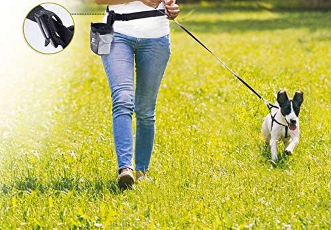 Dog Treat Bag Treatnow Dog Treat Pouch, Training Pouch with Waist Belt & Clicker for Training & Walking, Waist Clip on Snack Fanny Pack for Pet, 3Cups, Grey