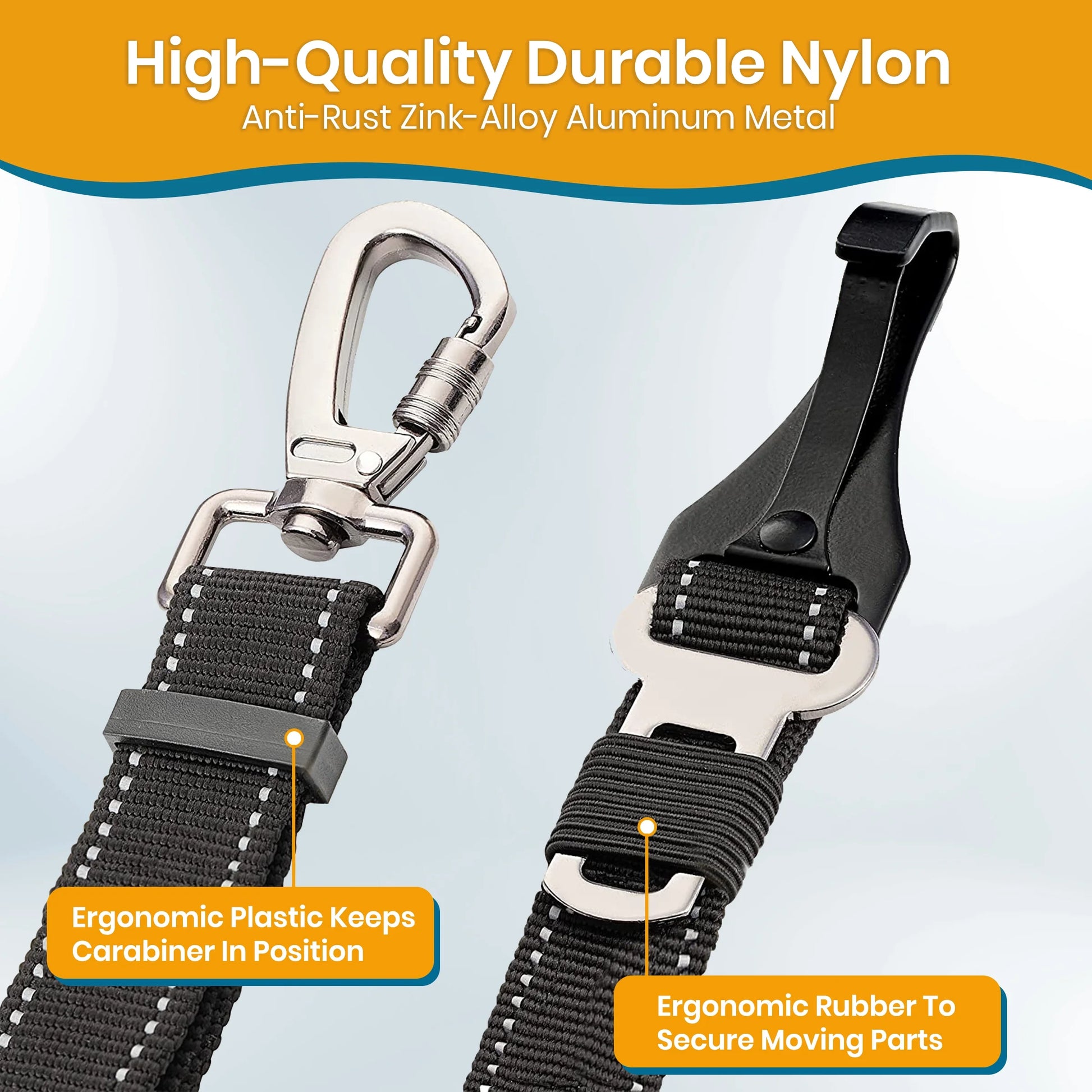 Elastic Dog Seat Belts for Cars, Pet Safety Harness, Adjustable Nylon Bungee, 2-Pack