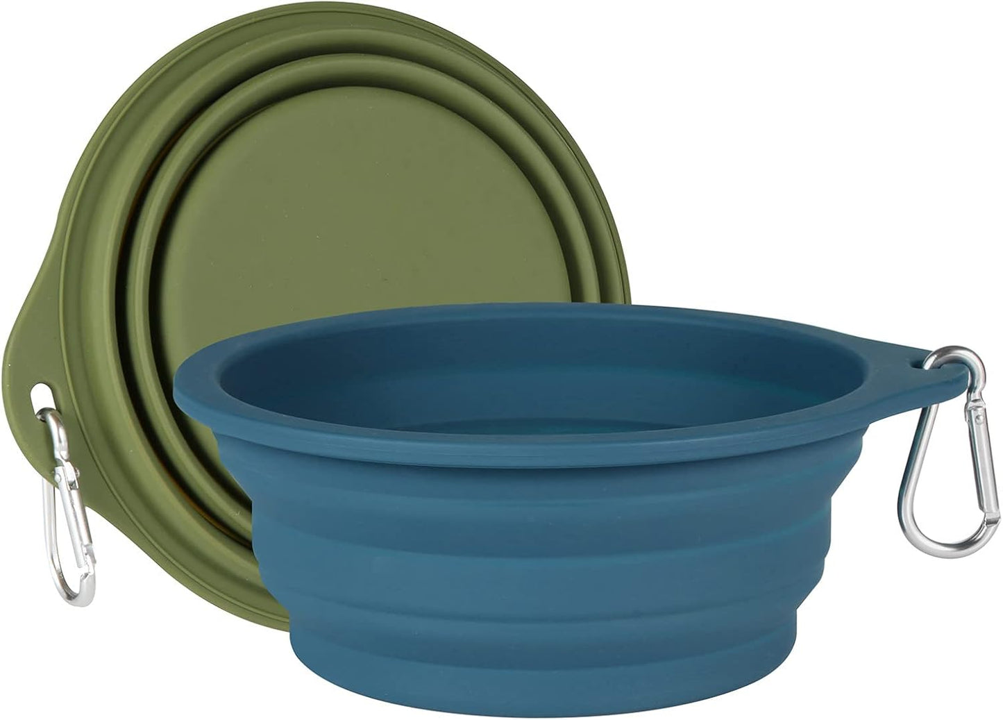 2-Pack Collapsible Dog Bowls with Integrated Molding, No Plastic Rim Pet Feeding Solutions for Travel and Outdoor Activities, 600ml (Navy Blue and Dark Green)
