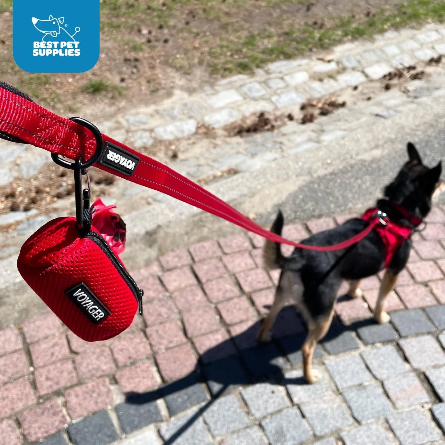 2Pk Dog Poop Bag Holder with Clip on for Leash, Soft Mesh Doggie Puppy Waste Bag Dispenser Pouch with 2 Rolls of Pet Trash Bags for Travel, Walking, and Outdoor Use - Baby Blue