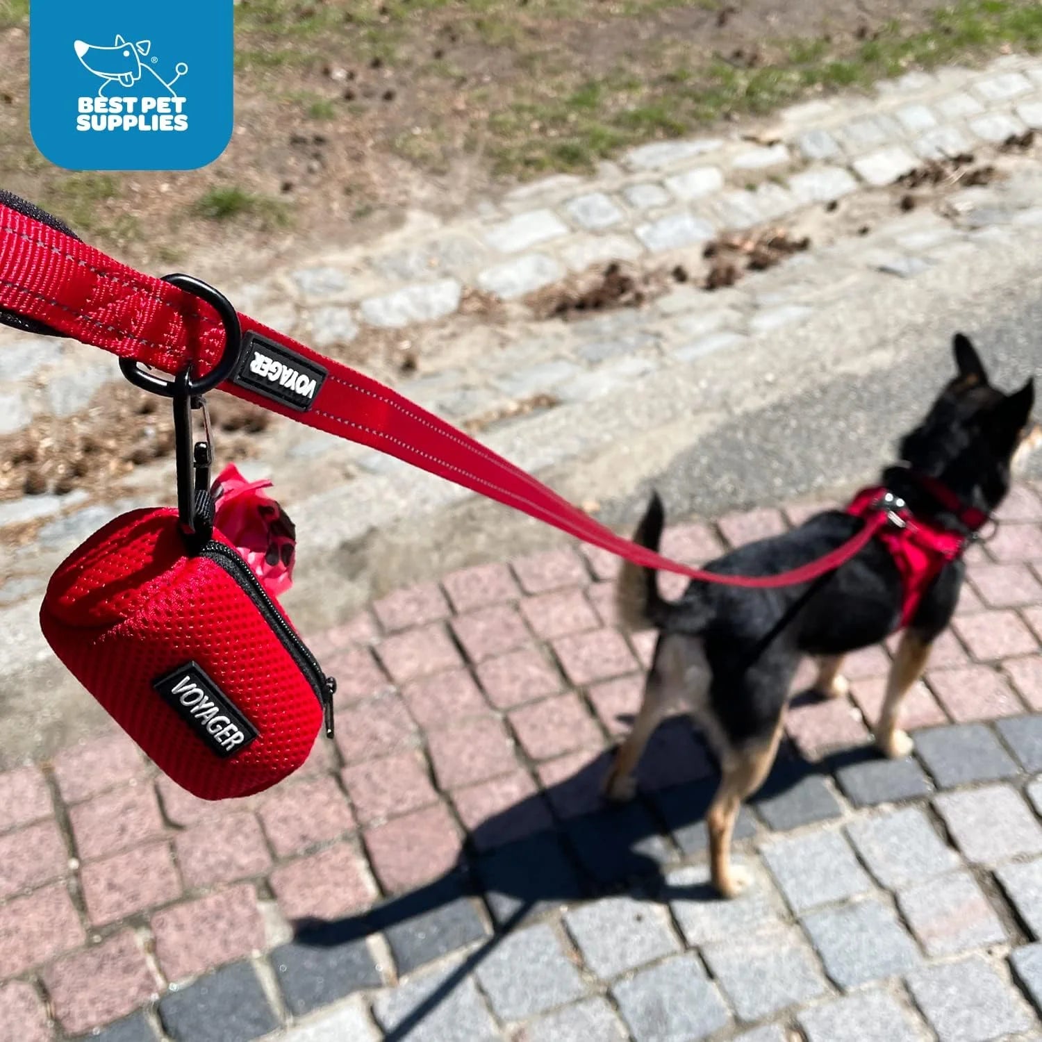 2Pk Dog Poop Bag Holder with Clip on for Leash, Soft Mesh Doggie Puppy Waste Bag Dispenser Pouch with 2 Rolls of Pet Trash Bags for Travel, Walking, and Outdoor Use - Baby Blue