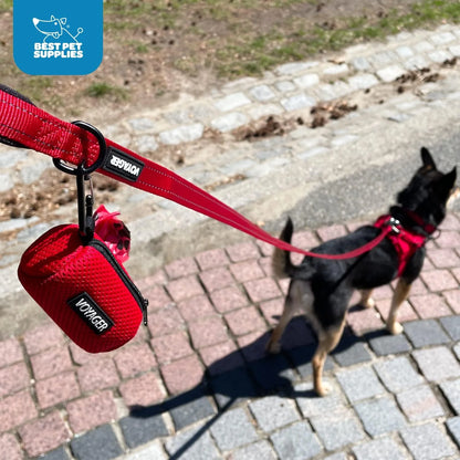 2Pk Dog Poop Bag Holder with Clip on for Leash, Soft Mesh Doggie Puppy Waste Bag Dispenser Pouch with 2 Rolls of Pet Trash Bags for Travel, Walking, and Outdoor Use - Baby Blue