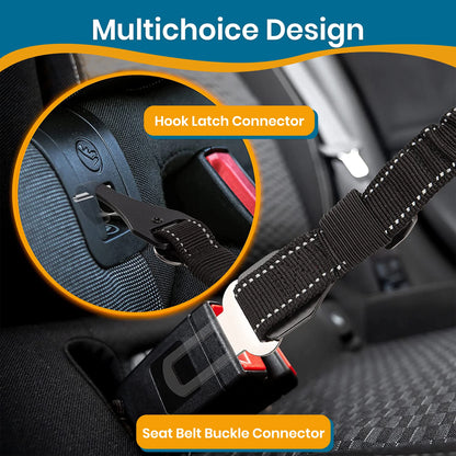 Elastic Dog Seat Belts for Cars, Pet Safety Harness, Adjustable Nylon Bungee, 2-Pack