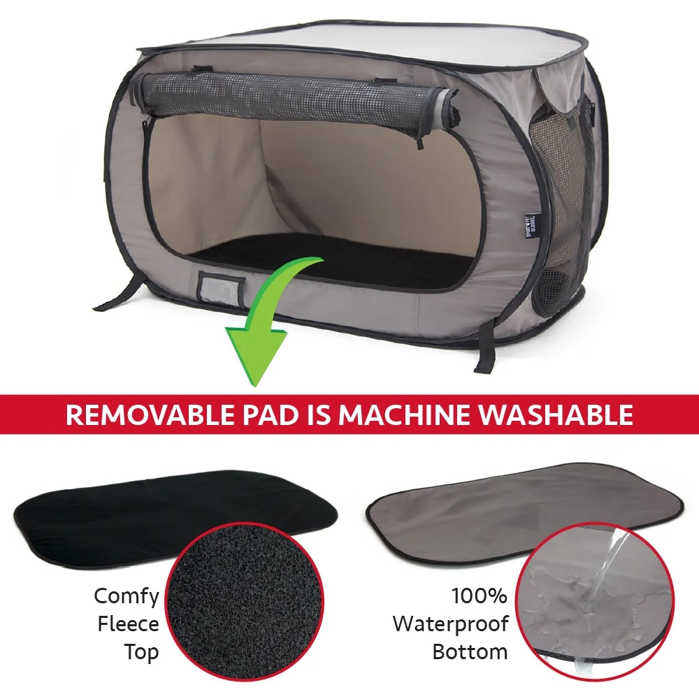 Medium Soft-Sided Pop-Open Cat & Dog Travel Kennel, Gray