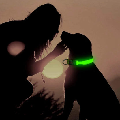 Led Lighted up Dog Collar Flashing 100% Waterproof USB Rechargeable Pet Dog Safety Collar Glow in the Dark Light-Up Neck Loop GREEN(14.56IN-18.11IN)