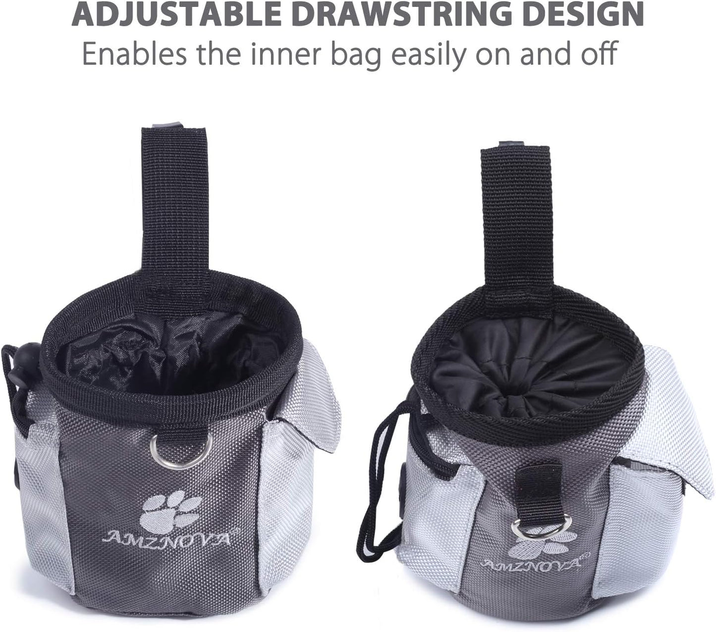Dog Treat Bag Treatnow Dog Treat Pouch, Training Pouch with Waist Belt & Clicker for Training & Walking, Waist Clip on Snack Fanny Pack for Pet, 3Cups, Grey