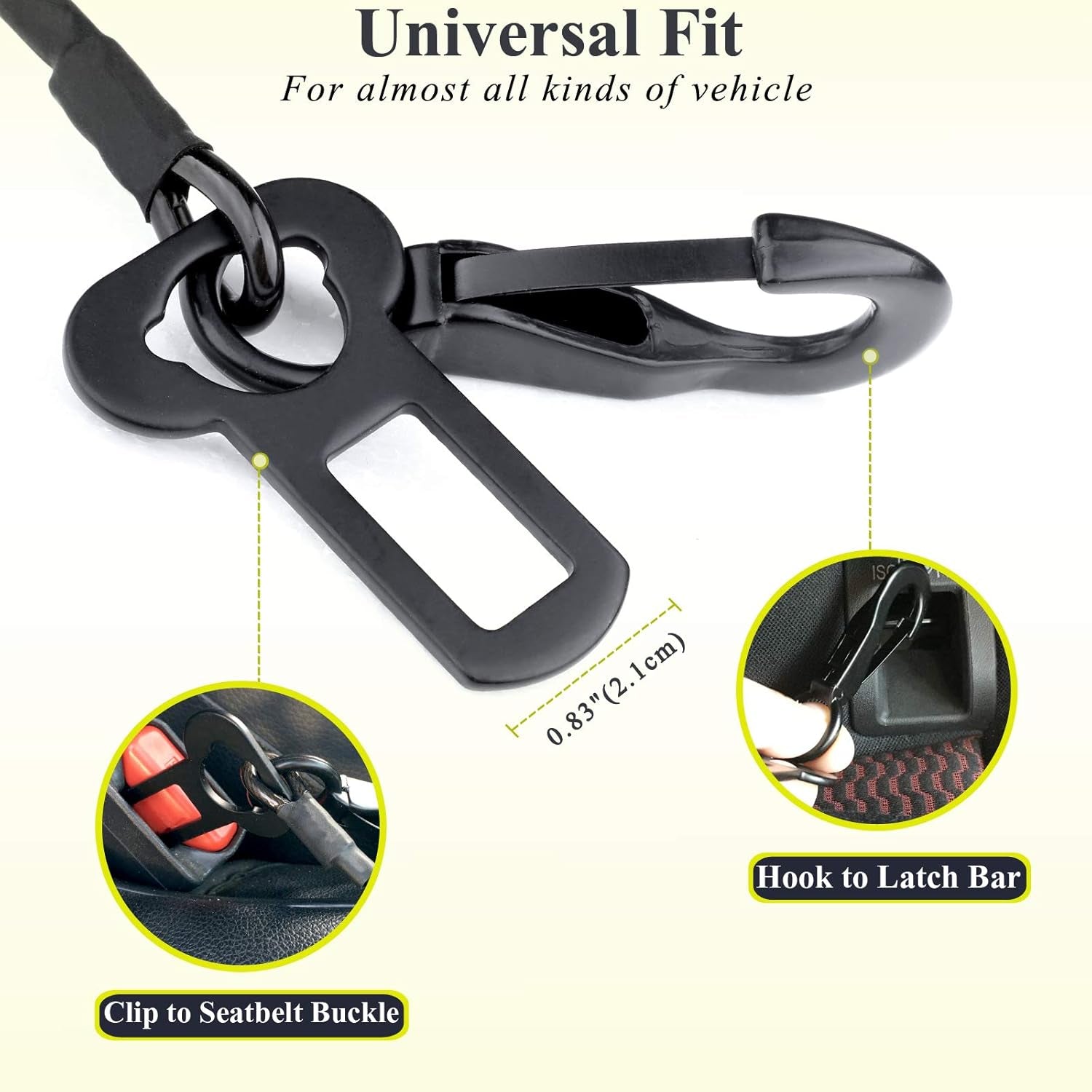 Dog Seat Belt, Chew Proof Waterproof Multi-Functional Dogs Safety Belt, Heavy Duty Steel Rope Pet Car Seatbelt Rrestraint Harness for Medium Large Dogs, 33", Black