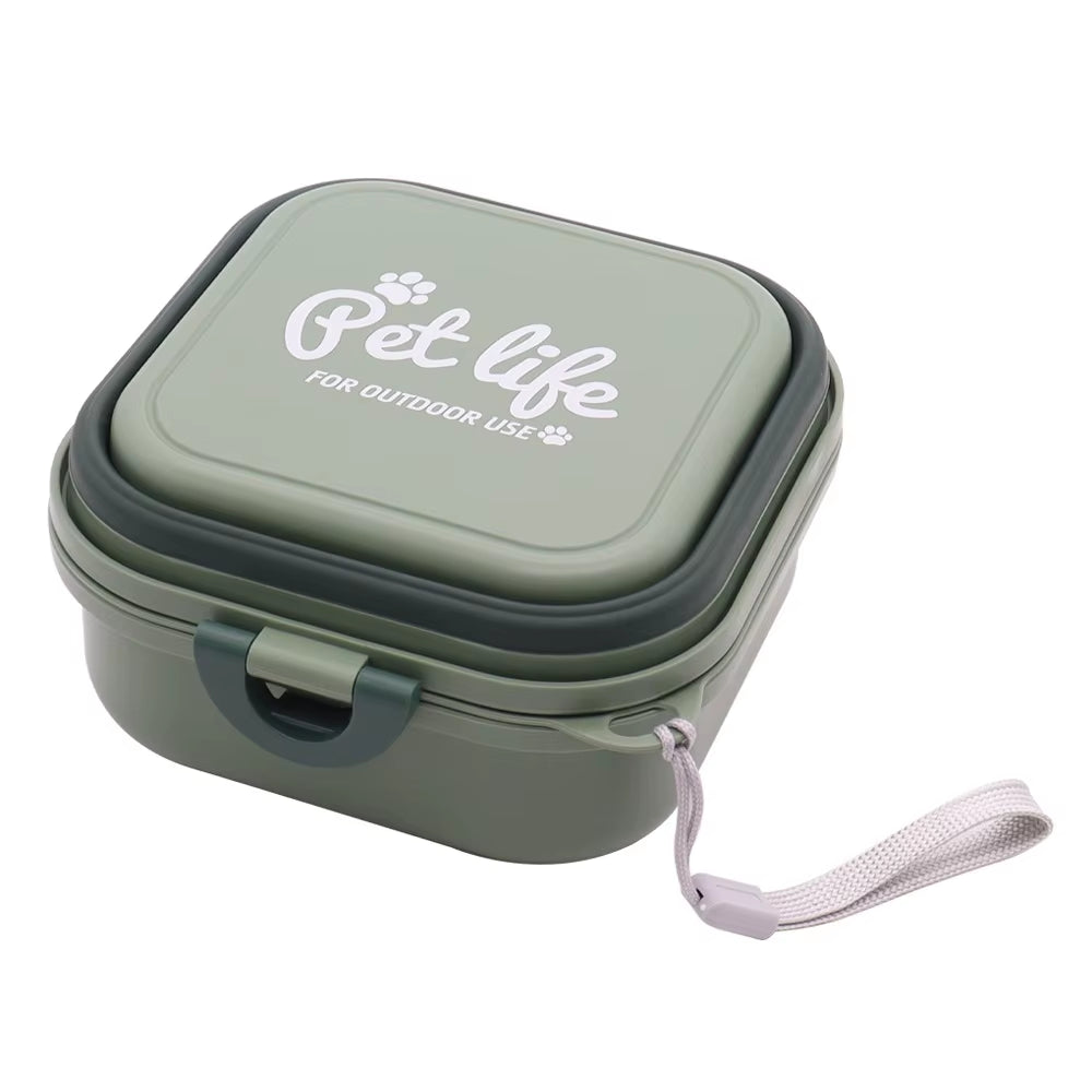Collapsible Portable Dog Water Bowl and 2-in-1 Pet Food Feeder with Lid for Travel