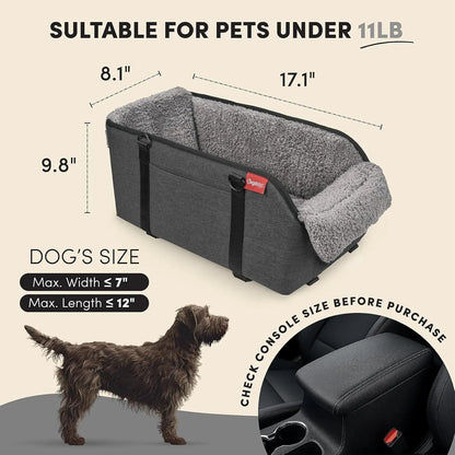 Center Console Dog Car Seat for Small Dogs, Portable Pet Booster Seat