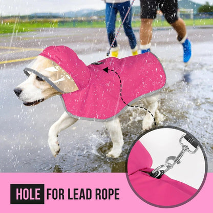 Dog Raincoat with Clear Hood Reflective Trim Adjustable XS–3XL in 3 colors