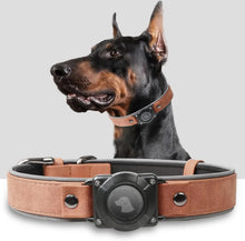 Leather AirTag Dog Collar - Elegant Design with Built-In Holder for Enhanced Pet Safety