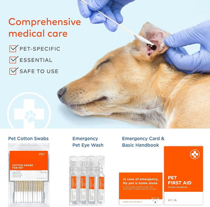Pet First Aid Kit for Dogs & Cats with Thermometer, Tick Remover & Manual