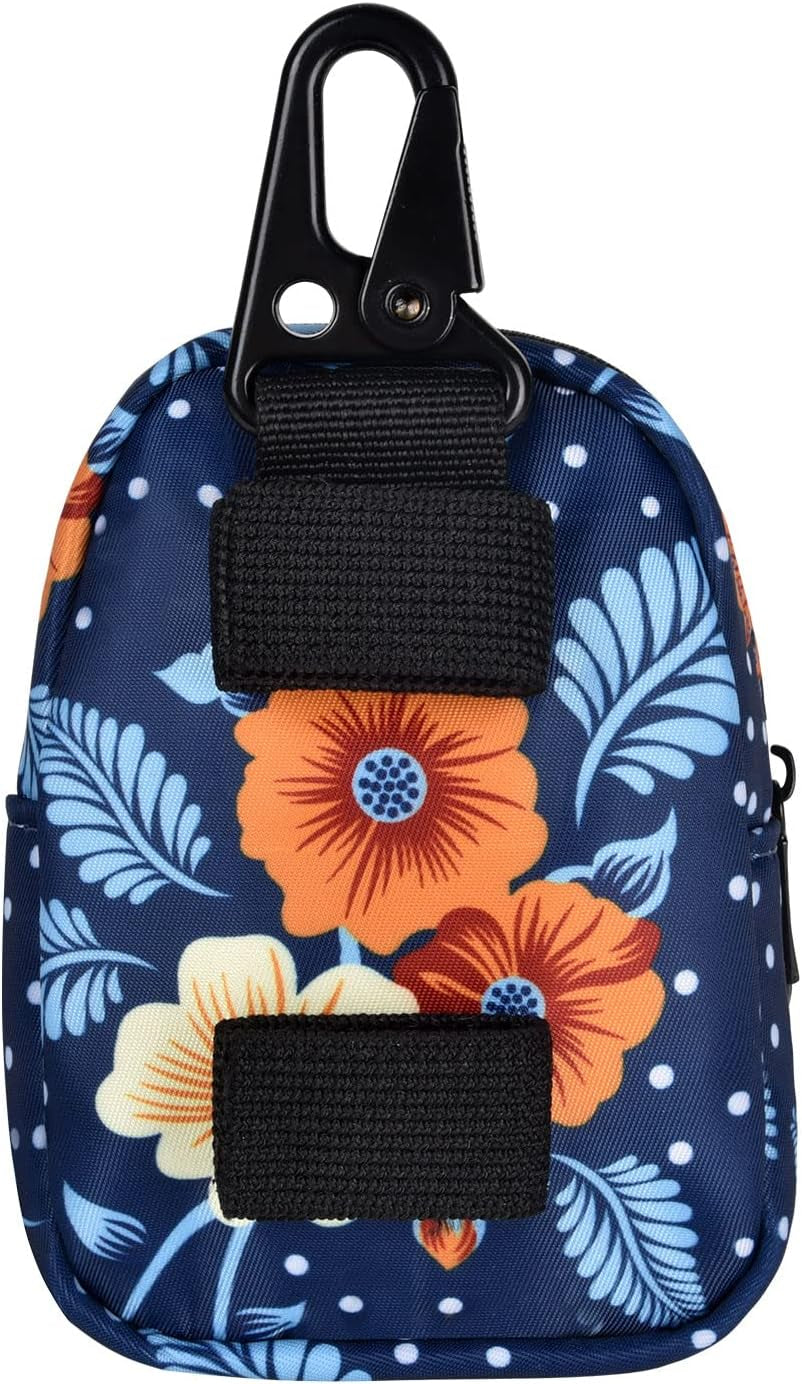 Dog Poop Bag Holder Treat Pouch for Dog Leash, Dog Waste Bag Dispenser Treats Storage Holder Training Pouch with Clip, Blue Dots & Flower